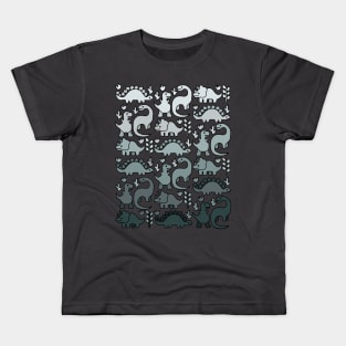 Monochromatic Dinosaurs Kids T-Shirt